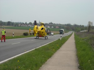 - Gelandeter Rettungshubschrauber-